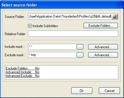 select source folder screen