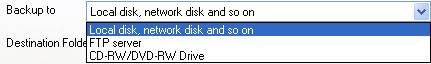 select if you’re going to back your files up to a local or networked disc, FTP server, or CD/DVD.