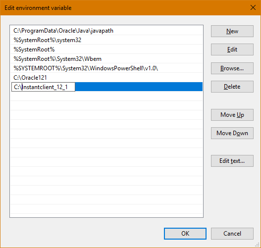 Screenshot of Golden Instant Client Installer option