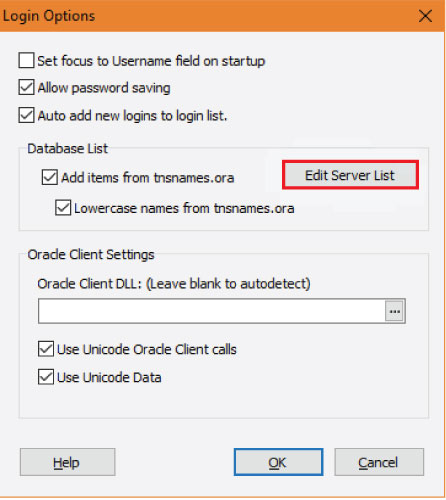 Screenshot of server list