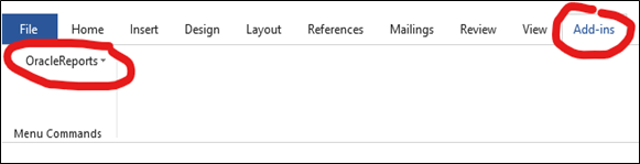Screenshot of Add-ins menu option