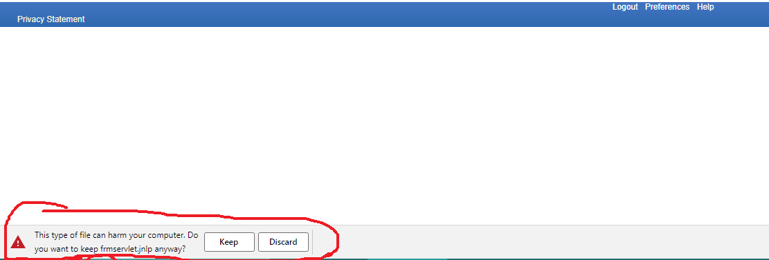 Screenshot of privacy statement window