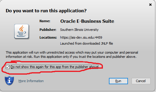 Screenshot of Oracle E-Business window