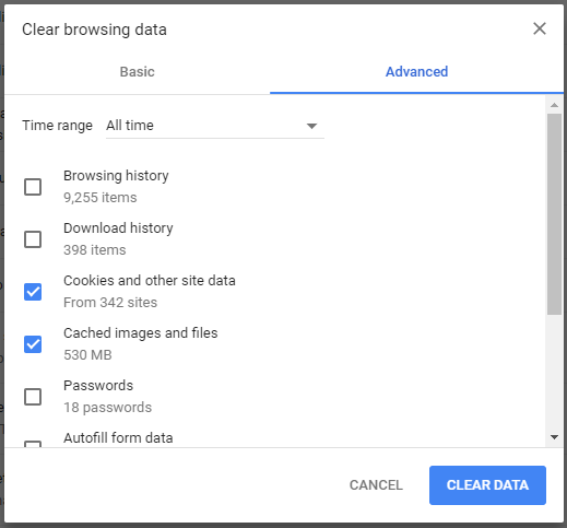 Screenshot of Advanced settings