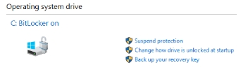 An image of the message "BitLocker on" for Windows