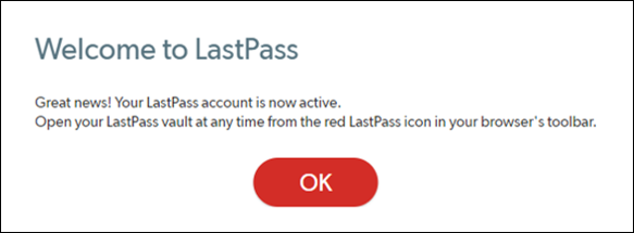 Screenshot of Lastpass Welcome window