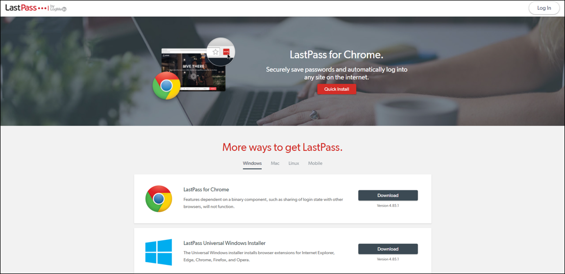 Screenshot of LastPass browser extension options