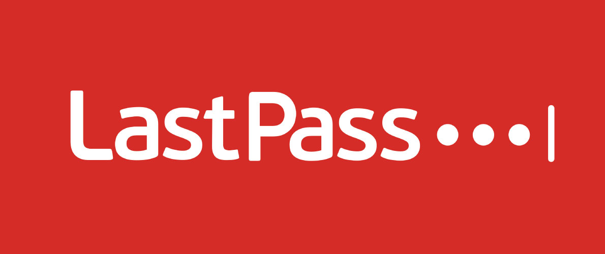 A red background with the LastPass logo in the middle