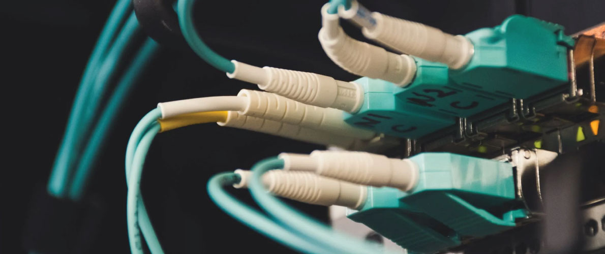 Close up view of networking cables