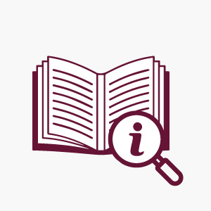 Open book with a magnifying glass over it