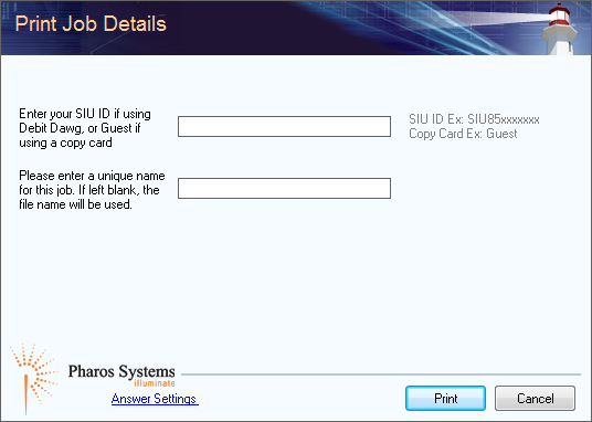 Screenshot of Print Job Details screen
