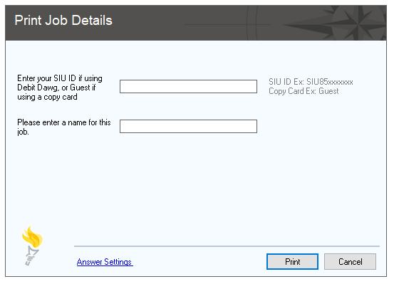 Pharos print job details screen