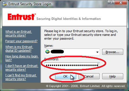 Enter your Entrust password