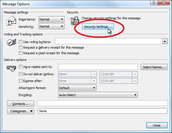 Click Security Settings