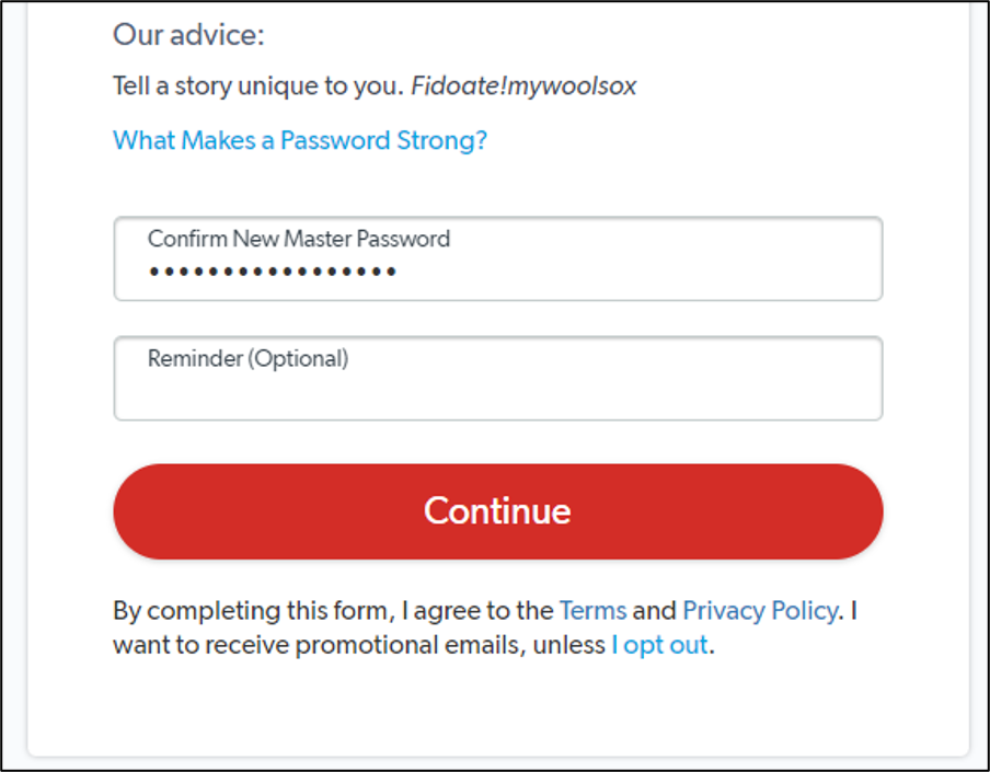 confirm password