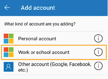 click work or school account option